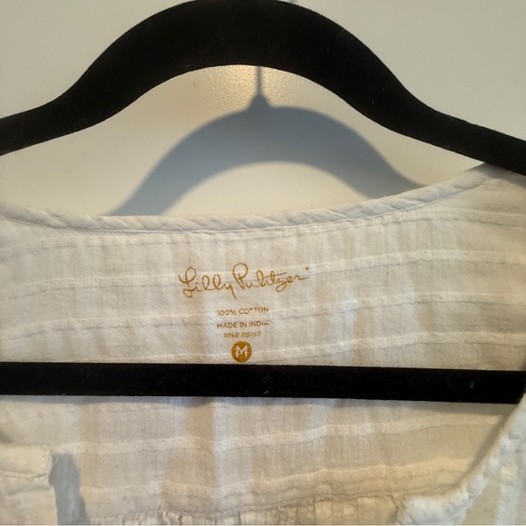 Lilly Pulitzer White Cotton Gauze Tunic Top – Size M - Picture 3 of 4